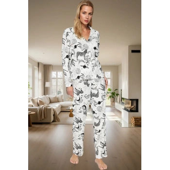 Ev Giyim Seti %100 Pamuk Zebra Desenli Pijama Dayanıklı Malzeme Yüksek Kalite Rahat Ve Şık