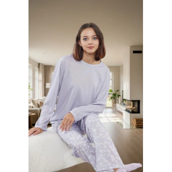 Evde Rahatlık %100 Pamuklu Pijama Takımı Çiçek Desenli Zarifane Tasarım Rahat Ve Şık