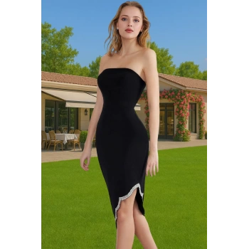 Feminen Midi Abiye Elbise Polyester Elastan Dokuma Mükemmel Uyum Zarifane Tasarım Dayanıklı Malzeme