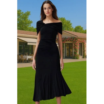 Feminen Midi Boy Polyester Örme Elbise Zarifane Tasarım Günlük Kullanım İçin Rahat Kullanım