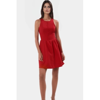 Feminen Mini Elbise 88% Polyester 12% Elastan Finike Dokuma Yazlık Zarifane Tasarım