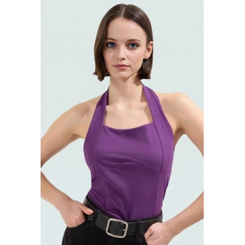 Fitted Boyundan Bağlamalı Kolsuz Örme Bluz Mükemmel Uyum Rahat Ve Şık Premium Kalite