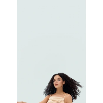 Fitted Crop Bluz İnce Askılı Dacron Dokuma Yazlık Konforlu Kesim Zarifane Tasarım