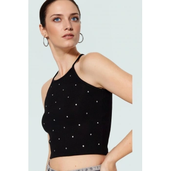 Fitted Crop Bluz Renk Pamuklu Kaşkorse Örme Kumaş Özenle Seçilmiş Premium Kalite