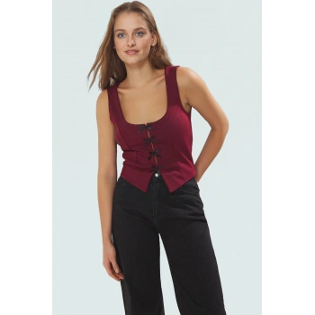 Fitted İnterlok Örme Bluz Havuz Yaka Yazlık Casual Tarz Zarifane Tasarım Dayanıklı Malzeme