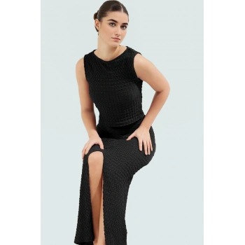 Fitted Örme Bluz Etek Takım Nefes Alan Polyester Kumaş Özenle Seçilmiş Uzun Ömürlü