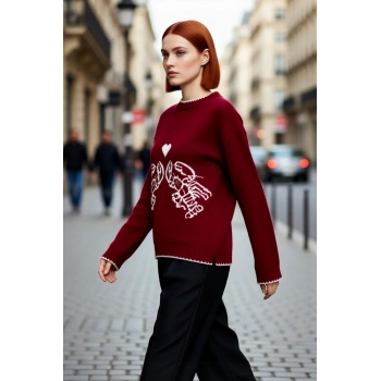 Genç Kadın Regular Kesim Bisiklet Yaka Uzun Kollu Triko Kazak Günlük Şıklık Sunar Kaliteli