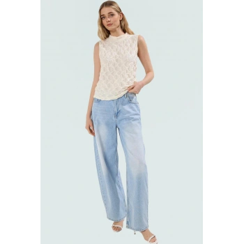 Gofre Dokulu Regular Bluz Yazlık Rahat Polyester Elastan Uzun Ömürlü Zarifane Tasarım