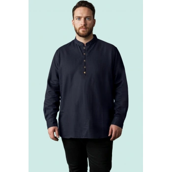 Hakim Yaka Uzun Kollu Erkek Gömleği Pamuk Günlük Kombinler İçin Yaz Aylarının Vazgeçilmezi