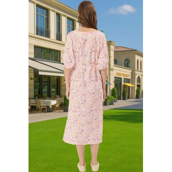 Hamile A line Viskoz Midi Elbise Çiçekli Desen Rahat Günlük Profesyonel Görünüm Zarifane Tasarım