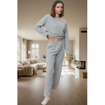 Homewear Pijama Takımı Yumuşak Waffle Kumaş Regular Fit Uzun Paça Özenle Seçilmiş