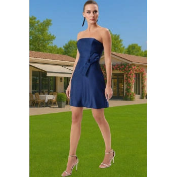 Kadın A Kesim Mini Straplez Mat Saten Abiye Elbise Mezuniyet Balo Rahat Kullanım Mükemmel Uyum