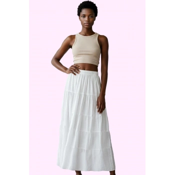 Kadın A line Maxi Etek Dokuma Kumaştan Casual Günlük Stil Hafta Sonu Yaz Aylarının Vazgeçilmezi