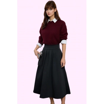 Kadın A Line Midi Etek Günlük Casual Stil Yüksek Bel Hafta Sonu Yaz Aylarının Vazgeçilmezi