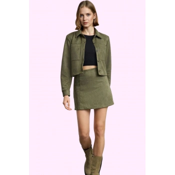 Kadın A line Mini Etek Süet Kumaş Dokuma Günlük Kombin Hafta Sonu Yaz Aylarının Vazgeçilmezi