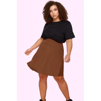 Kadın A line Mini Etek Viskoz Polyester Elastan Lastikli Belli Rahat Günlük Modern Tasarım