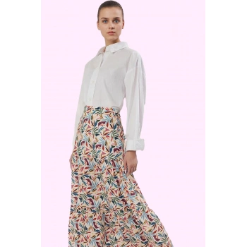 Kadın A line Shally Dokuma Etek Çok Etnik Desen Günlük Kombinler Yaz Aylarının Vazgeçilmezi