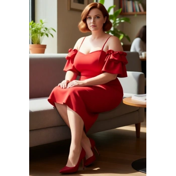 Kadın Abiye Bodycon Elbise Astarlı Midi Boy İnce Askılı Fırfırlı Kol Şık Kokteyl ve Mezuniyet