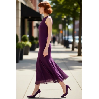 Kadın Abiye Elbise Balık Kesim Kolsuz Maxi Boy Astarlı Bisiklet Yaka Parti Mezuniyet Şıklığı Sunar