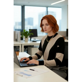 Kadın Akrilik Renk Bloklu Oversize Bisiklet Yaka Triko Kazak Soğuk Havalarda Konforlu Kaliteli