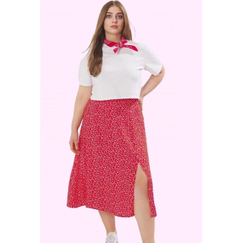 Kadın Animal Desenli Yüksek Bel Midi Etek Büyük Beden Rahat Günlük Yaz Aylarının Vazgeçilmezi