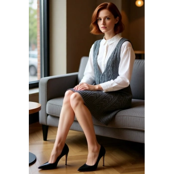 Kadın Antrasit Jile Elbise V Yaka Saç Örgü Triko Kolsuz Mini Boy Sonbahar Şıklığı Seçimi Kaliteli