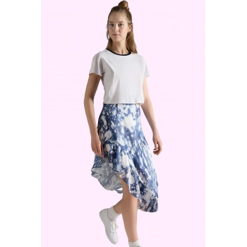 Kadın Asimetrik Midi Boy Saten Dokuma Etek Yaz Aylarının Vazgeçilmezi Günlük Şıklık Hafta Sonu