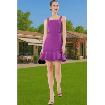 Kadın Askılı Mini Elbise A Kesim Nervür Detaylı Yazlık Dokuma Modern Stil Günlük Kullanım İçin