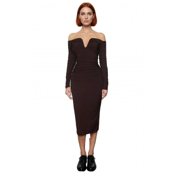 Kadın Astarsız Bodycone Siluet Uzun Kollu Büzgülü Örme Kokteyl Elbisesi Kış Sezonu Kaliteli