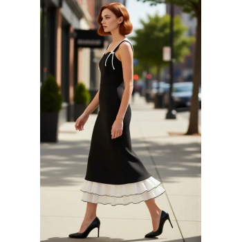 Kadın Balık Kesim Fiyonk Detaylı İnce Askılı Kalp Yaka Maxi Abiye Elbise Düğün Nikah Özel Davetler