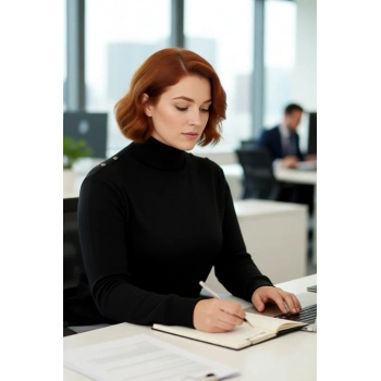 Kadın Balıkçı Yaka Triko Kazak Siyah Rengi Düğme Detaylı Regular Kesim Kış Sezonu İçin İdeal