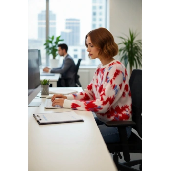 Kadın Basic Bisiklet Yaka Oversize Kalıp Batik Desenli Triko Kazak Kışlık Konfor Sunar Kaliteli