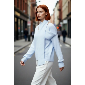 Kadın Basic Oversize Triko Kazak Ve Atkı Seti Uzun Kol Şal Yaka Tasarımı İle Kış Modası Kaliteli