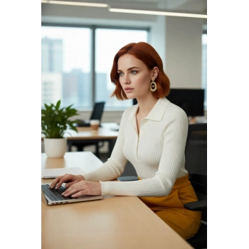 Kadın Basic Siluet Fitted Kesim Fitilli Dokulu Polo Yaka Triko Kazak Günlük Kullanım Kaliteli