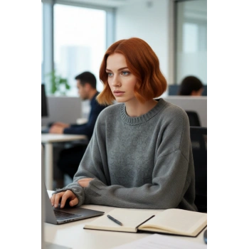 Kadın Basic Siluet Oversize Triko Kazak Crop Düşük Kol Akıtma Detaylı Soğuk Havalar İçin İdeal