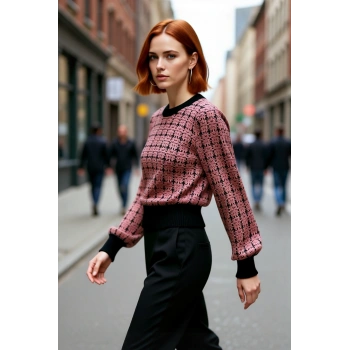 Kadın Basic Siluet Pike Dokuma Uzun Kollu Cepsiz Bisiklet Yaka Triko Kazak Günlük Şıklık Kaliteli