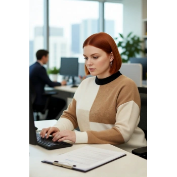 Kadın Basic Siluet Renk Bloklu Bisiklet Yaka Uzun Kollu Orta Kalın Triko Kazak Günlük Kullanım