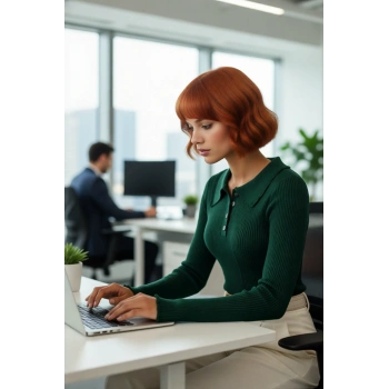 Kadın Basic Uzun Kollu Triko Polo Yaka Kazak Akrilik Materyal İlkbahar Sonbahar Günlük Şıklık