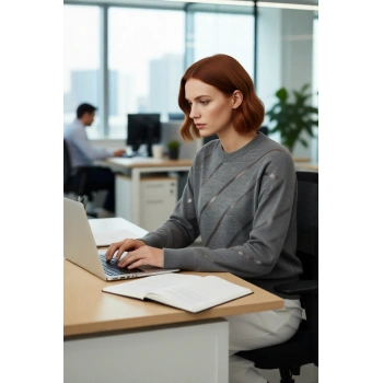 Kadın Bisiklet Yaka Akrilik Triko Kazak Düşük Kollu Ajurlu Desenli İlkbahar Sonbahar Şıklığı