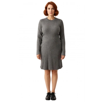 Kadın Bisiklet Yaka Fitilli Dokuma Bodycon Triko Mini Elbise Uzun Kollu Kış Günleri İçin Kaliteli