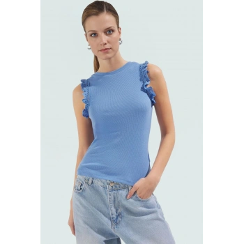 Kadın Bisiklet Yaka Fitted Örme Bluz Regular Boy Günlük Kullanım İçin Seçkin Malzeme