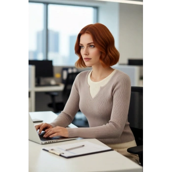 Kadın Bisiklet Yaka İç İçe Görünümlü Fitted Triko Bluz Uzun Kollu Gündelik Şıklık İçin İdeal Seçim