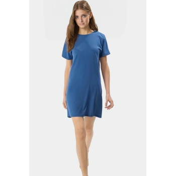 Kadın Bisiklet Yaka Kısa Kollu Örme Mini Elbise Rahat Günlük Yazlık Şık Görünüm Modern Stil