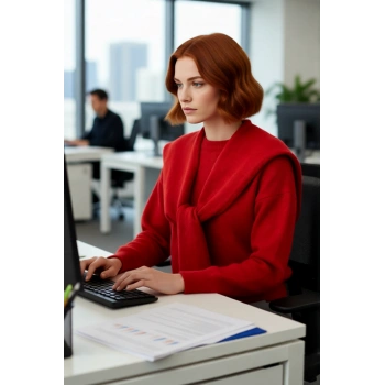 Kadın Bisiklet Yaka Oversize Kesim Düşük Kol Kalın Triko Kazak Soğuk Havalarda Konforlu ve Modern