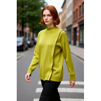 Kadın Bisiklet Yaka Ribana Dokulu Triko Kazak Tesettür Giyim İçin Modern Ve Rahat Uzun Kollu Ürün