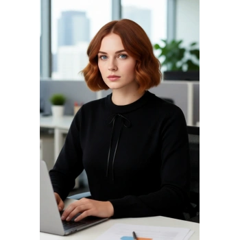 Kadın Bisiklet Yaka Siyah Dantel ve Kurdele Fiyonk Detaylı Regular Akrilik Triko Kazak Sonbahar Kış