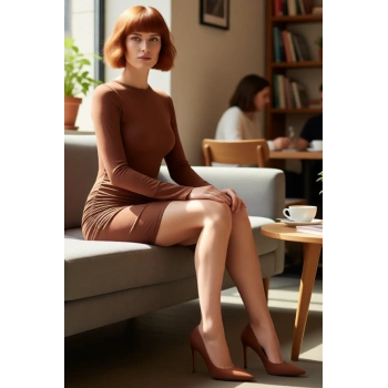 Kadın Bodycon Bisiklet Yaka Mini Elbise Uzun Kollu Mikro Likralı Kışlık Şık Örme Kaliteli