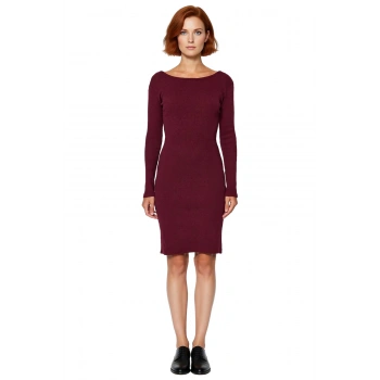 Kadın Bodycon Fitilli Örme Uzun Kollu Sırt Dekolteli Mini Elbise Kış Kombinleri İçin İdeal