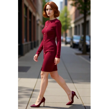 Kadın Bodycon Fitilli Uzun Kol Düğmeli Bisiklet Yaka Mini Örme Elbise Günlük Şıklık Sunar Kaliteli