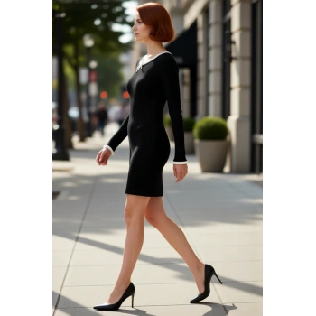 Kadın Bodycon Kesim Bisiklet Yaka Uzun Kollu Triko Mini Elbise Şık Ve Rahat Tarz Sunar Kaliteli